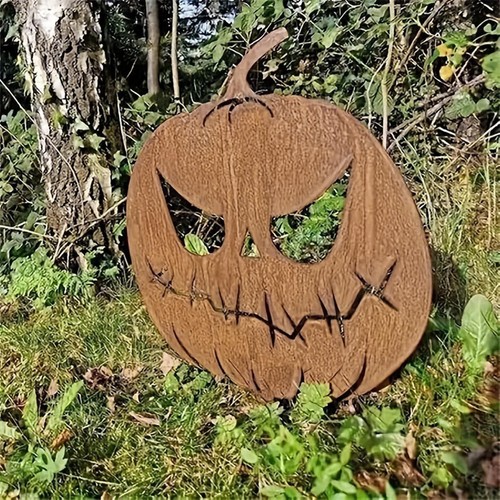 Letrero de patio decoraciones exteriores de Halloween con estacas letrero de madera para patio de calabaza - Imagen 7 de 10