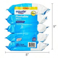 Flushable Wet Wipes, Fresh Scent, 240 Wipes 5 Pack , Compare to Cottonelle