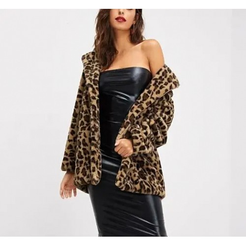 Damen Kunstfell Leopardenmuster Jacke weich flauschig elegant mittellang Mode Ja - Bild 2 von 63