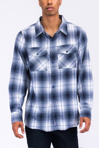 Men's Long Sleeve Checkered Plaid Brushed Flannel, Brown/Khaki/Navy Options - Picture 20 of 25