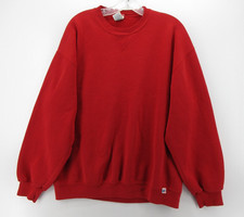 VINTAGE Russell Athletic Sweatshirt Men Large Red 90s Blank Pullover Athleisure