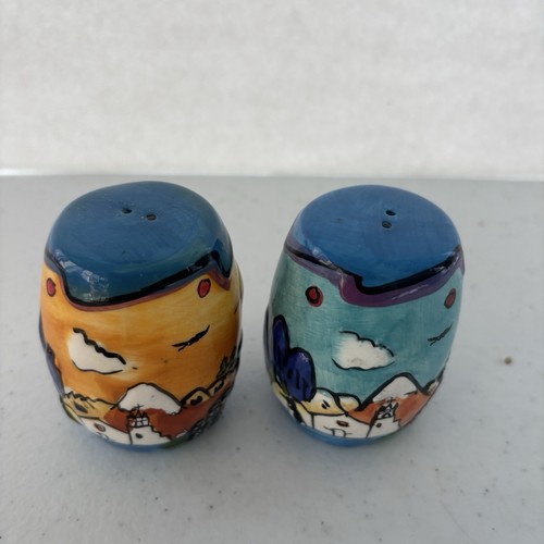 Souvenir ceramic salt and pepper shakers from chile. Multicolor 3 Inch - Picture 3 of 6