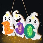 LOMIMOS Halloween Door Hanger Sign Decorations with Lights, Cute Ghost BOO 