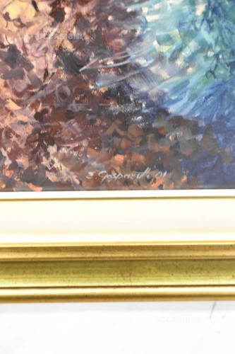 Gemälde Öl auf Leinwand Ansicht von Coneglinao mit Mühle E. Gasparutti 73x9 - Bild 3 von 3