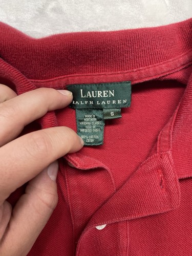 De colección Y2K Lauren Ralph Lauren RLL Mujer Pequeña Roja Polo Cuello Malla Camisa Informal - Imagen 4 de 6