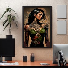 #00 🌌 A4 Poster "Dark Elegance" Kunstposter Frau, Fantasy & Sci-Fi Illustration