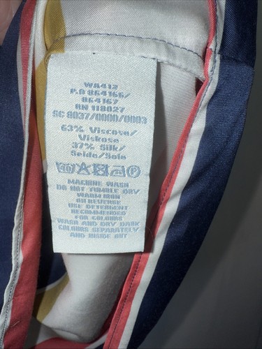 Blusa Boden Viscosa Mezcla Seda Manga Corta Rayas Mujer Talla US 12 Rosa Azul - Imagen 5 de 6