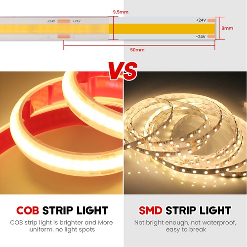12V 24V COB LED Strip Lights Waterproof Flexible Rope Lighting Cabinet Kitchen - Picture 19 of 27