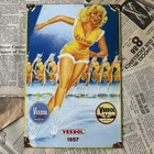 VINTAGE 1957 VEEDOL MOTOR OIL GAS STATION 8X12 INCHES PORCELAIN ENAMEL SIGN