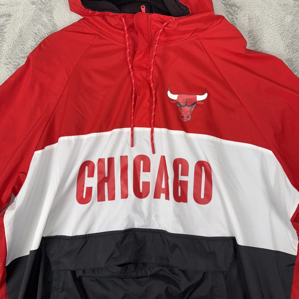 Sudadera con capucha para hombre Chicago Bulls Fanatics rojo/negro bloque de color anorak cremallera cuarto XXL Foto 3 de 4