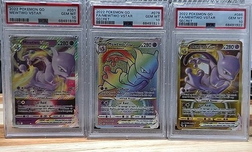 Mewtwo VSTAR Lot of 3 Pokémon GO Holo PSA 10