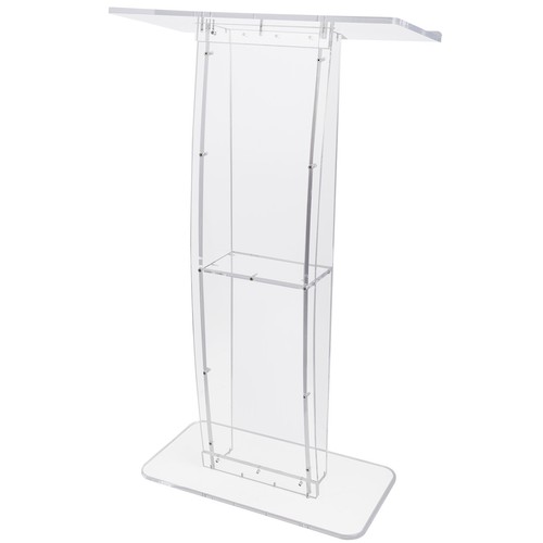 Acrylic Podium 47" Acrylic Podium Stand Reading Surface Storage Shelf White - Picture 9 of 12