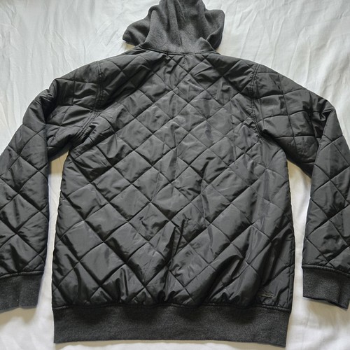 Vans Men Jacket Large Black Quilted Hooded Logo Pockets Long Sleeve Adult - Picture 4 of 12
