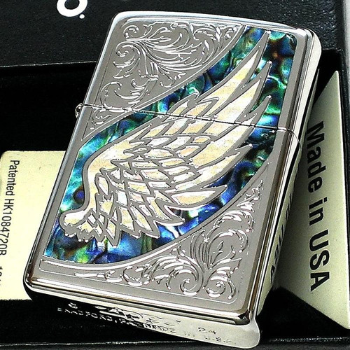 Engelsflügel Marmor Arabesque Silber Grün Radierung Zippo Öl Feuerzeug MIB - Bild 1 von 7