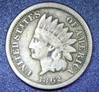1862 Indian Head Cent Problem Free G/VG Better Date RC28