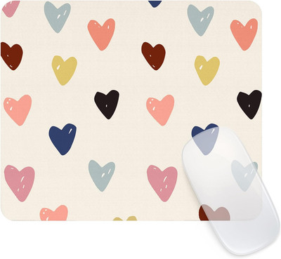 Square Mouse Pad Cute Colourful Heart,Office Home Personalized Premium-Textured