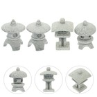 4 Pcs Miniature Statues Lantern Stone Office Pagoda Creative Landscape