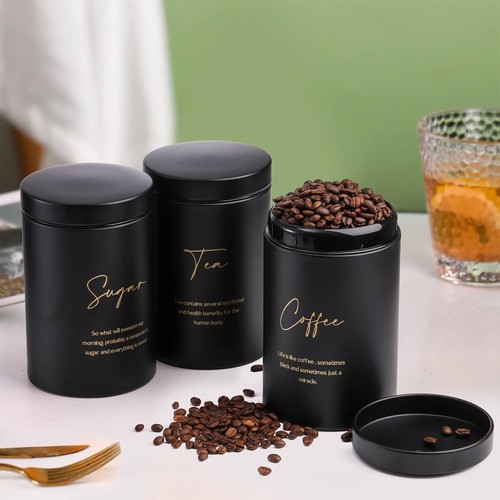 Hacaroa 4er Set Brotkasten und Kanister für Küchenarbeitsplatte, schwarz  - Bild 6 von 7