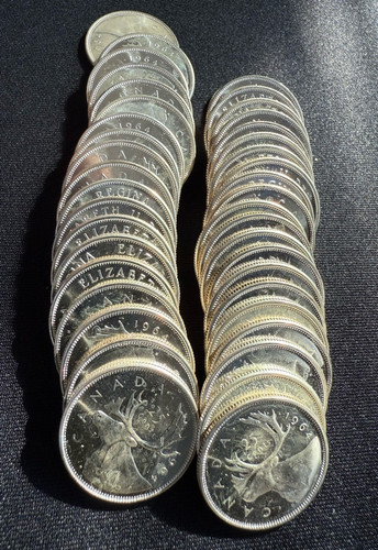 40 Canada 25 Cents Coin Silver Roll 80% - Picture 1 of 4