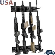 Heavy Duty Steel Gun Rack Wall Mount 4 Slot Rifle Shotgun Storage Easy Install
