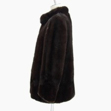 Used High Quality Fur Reverse Hair Dark Mink Coat Hair Up Dark Brown Ladies Out