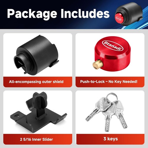 Trailer Lock Fits 2 5/16 Inch Coupler, Upgraded Heavy-Duty Steel Hitch Lock, Ant - Bild 6 von 7