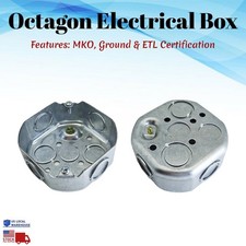 Octagon Electrical Box Steel 15.5 cu. in. Capacity Gray Silver 4 in. MKO Lot