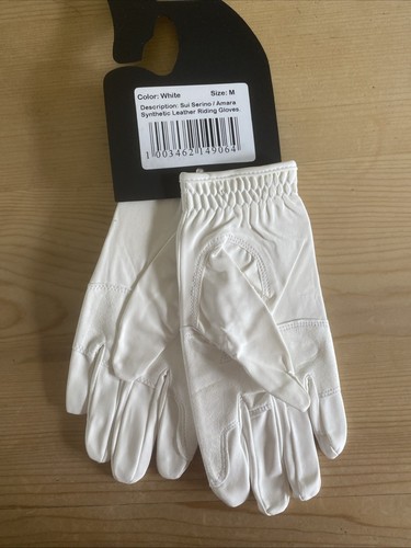 Adults Synthetic Leather Horse Riding / Dressage Gloves - White - Extra Large - Picture 2 of 3