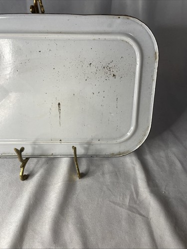 Vtg Rectangular Enamelware White Refrigerator Box Container Lid 12.75 X 8 1/8” - Picture 7 of 8