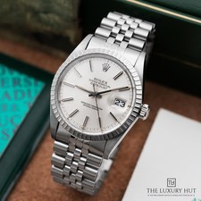 Rolex Datejust 36- 16030 - 1984, Vintage Box & Papers Steel Silver Baton Dial