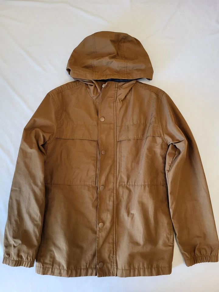 Old Navy Boy's L 10-12 Brown/Tan Full Zip with Hood Coat light-weight - Image 3 of 4