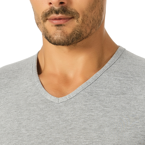 Maglia intima da uomo in COTONE ELASTICIZZATO maglietta mezza manica scollo a V - Foto 4 di 10