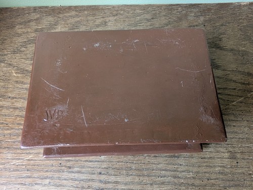 Vintage Hershey Molds Ceramic Jewerly Trinket Box Brown Landscape Handmade - Picture 7 of 13