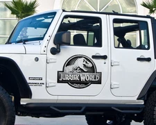 Jurassic World VINYL CLING! 2 water/UV proof Removal decals for your Car!