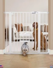 36" Extra Tall Baby Gate with Cat Door, Metal Dog Gate for Stairs & Doorways