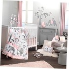 New Listing Happy Jungle Pink/White Safari Nursery 5-Piece Crib Bedding Set