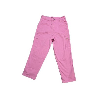 Dickies Women's Pink Cotton Twill Cargo Pants Straight Leg Pockets