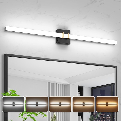 Moderne Schwarz und Messing Waschtisch Lichtleiste 40 Zoll, 30 W 5 CCT Dimmbar Badezimmer L... - Bild 8 von 9
