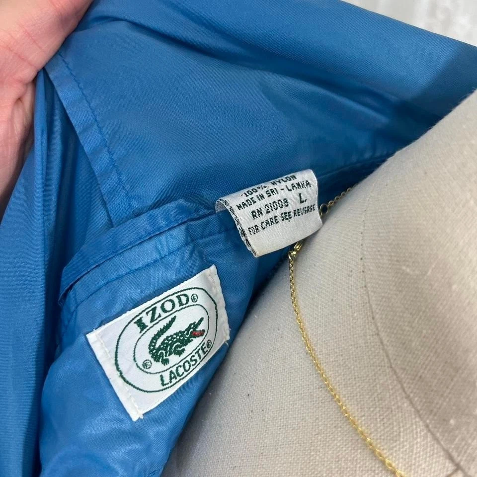 Chaqueta cortavientos vintage Izod Lacoste suéter azul nailon manga larga L Foto 4 de 4