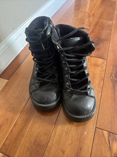 Harley Davidson Women's Black Leather Motorcycle Boots Ankle Zip #84051 Size 7 - Picture 1 of 10