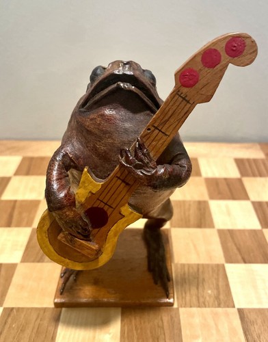 Taxidermy Frog Folk Art Real Authentic Vintage Guitar Player