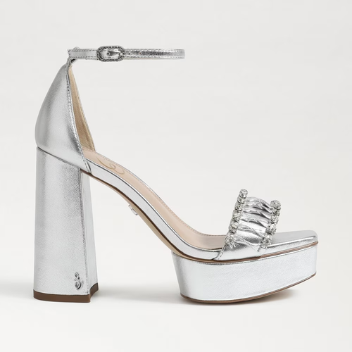 Sam Edelman Ninette Rhinestone Silver Platform Sandals 3316 Size 9 M - Picture 5 of 6