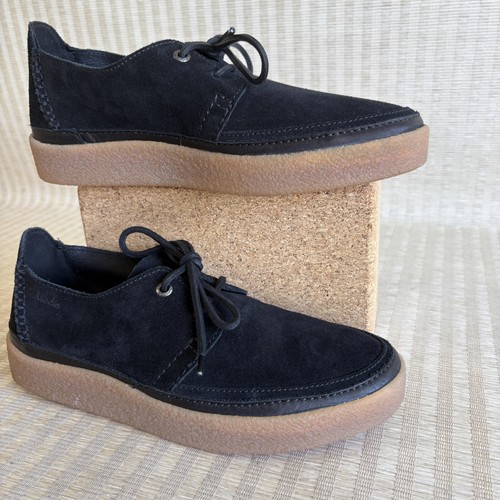 Scarpe basse Clarks Oakpark uomo taglia 9 nere scamosciate stringate suola gomma casual comode - Foto 5 di 19
