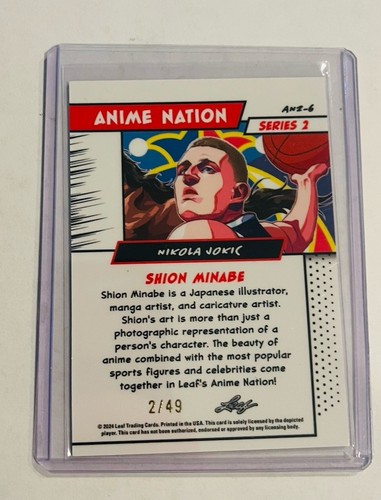 NIKOLA JOKIC 2024 Leaf Metal Chrome ANIME NATION DENVER NUGGETS SP BLUE #/49 - Bild 2 von 2