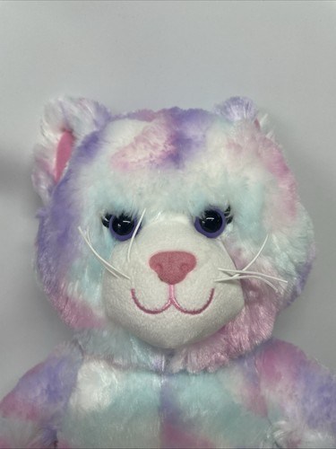 Build a Bear 16" Pastel Swirl Plush Kitty Pink Blue Purple White Cotton Candy - Picture 2 of 4