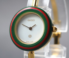 Vintage [Exc+5] Gucci Change Bezel 1100-L Gold Gucci Sherry Line Damen Qz Uhr