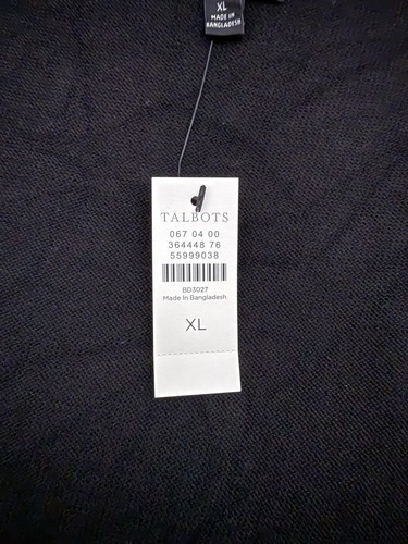 Talbots Cardigan Womens Sz XL Black White Trim Open Front Cropped Sweater NWT - Picture 4 of 5