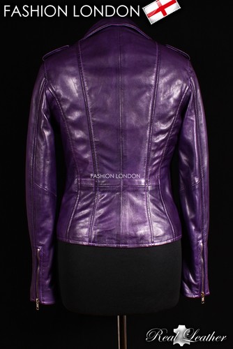 Leather Ladies Rock Maxim Lambskin Washed Jacket 7113 Purple Style Fashion Dark fwI8E