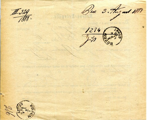 AUSTRIA 1888 receipt from BOZEN to LEIFERS (G802) - Picture 2 of 2