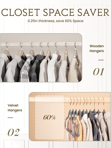 Elegant 50 Pack Grey Velvet Hangers - Slim Space-Saving with Gold Swivel Hook - Picture 8 of 11